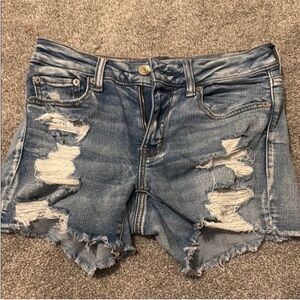 American Eagle Outfitters Distressed Blue Denim Shorts